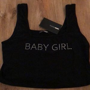 Baby Girl Rhinestone Crop Top from Fashion Nova